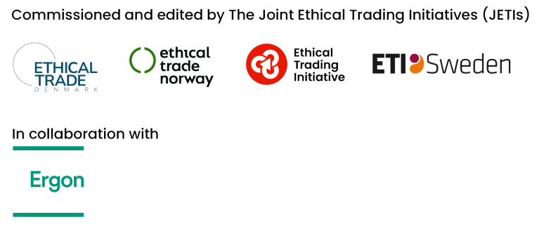 Logos of the Joint Ethical Trading Initiatives, and Ergon