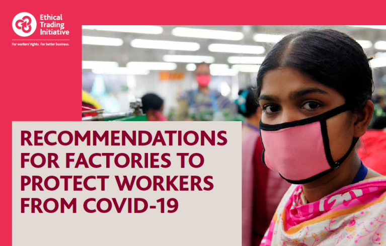 Female garment sector worker wearing a pink facemask, Bangladesh
