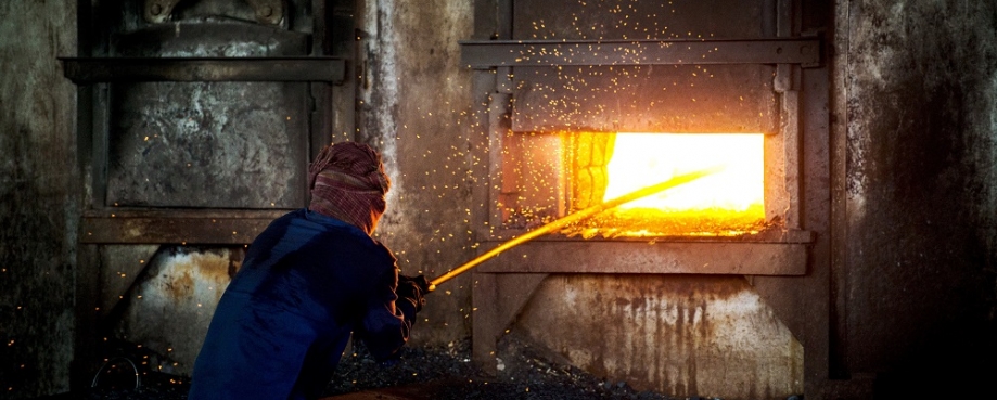 Man working in Indian steel works 
