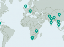 World map showing ETI's global initiatives